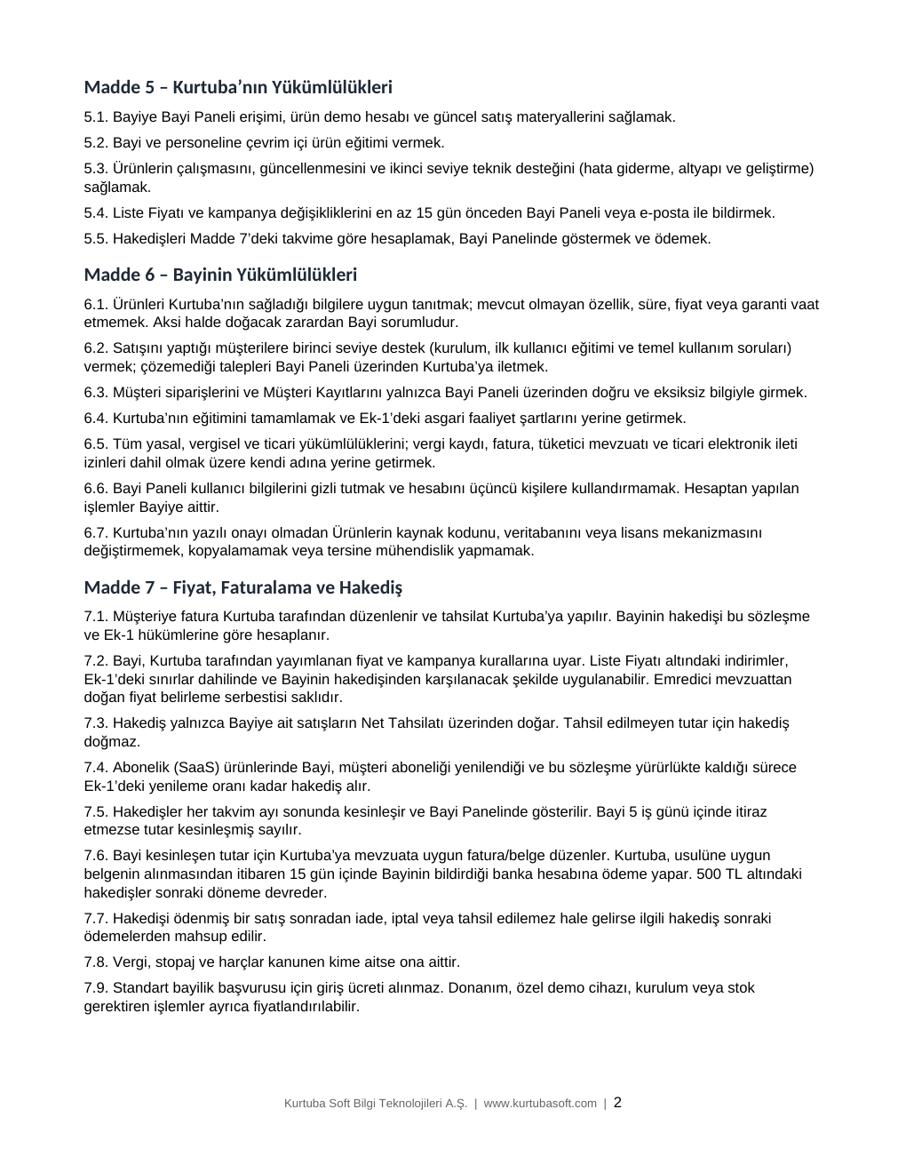 Bayilik sözleşmesi - 2